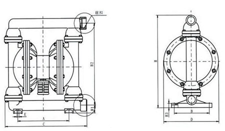 工程塑料隔膜泵安裝尺寸圖片